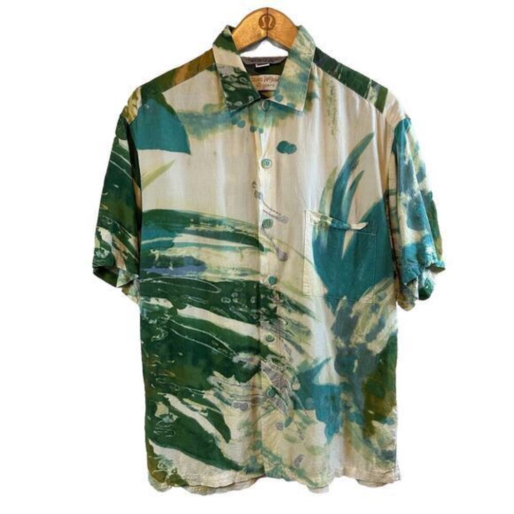 Jams World 50 Years Shirt‎ Hawaiian Button Up Short Sleeve SZ S SAGE SAGG